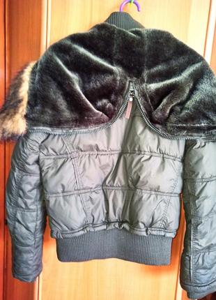 Куртка брмбер цвет хаки меховой воротник3 фото