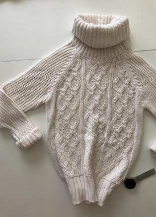 Теплий білий светр з високою шиєю1 фото