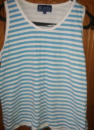 Відмінна майка у бірюзову смужку,48-52разм.