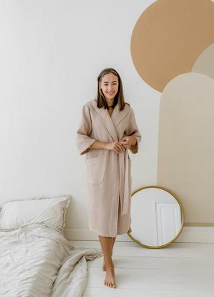 Жіночий вафельний халат cosy з капюшоном