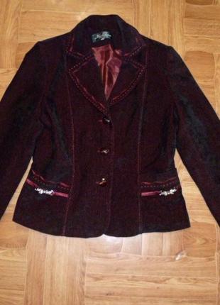 Велюровый теплый жакет kalinna женский пиджак двубортный красно-черный,винтаж в идеале3 фото