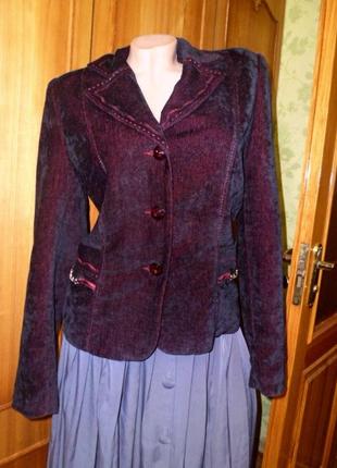 Велюровий теплий жакет kalinna жіночий піджак двобортний червоно-чорний,вінтаж в ідеалі