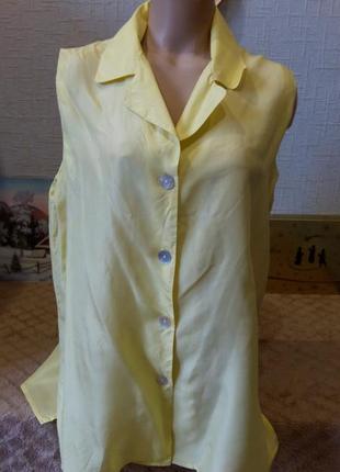 Шелковая блузка без рукав.1 фото
