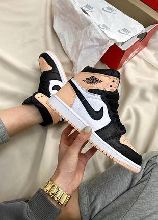 Кросівки nike air jordan 1 retro high white black pink