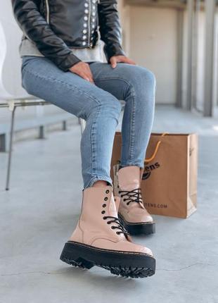 Женские высокие кожаные ботинки с мехом dr martens2 фото