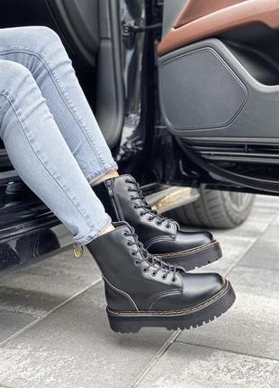 Женские высокие кожаные ботинки с мехом dr martens