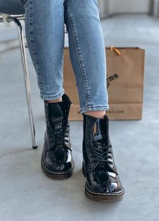 Женские высокие кожаные ботинки с мехом dr martens