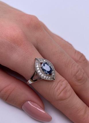 🇺🇦 кольца серебро 925° вставка кубический цирконный, 0733.10р