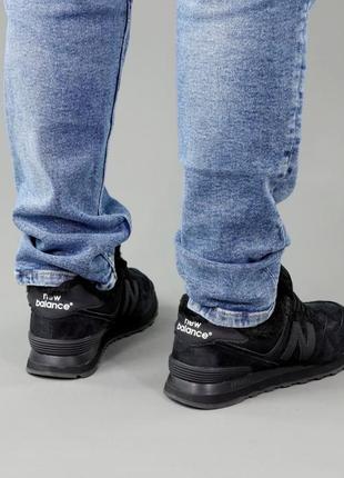 Зимові чоловічі кросівки new balance 574 black хутро8 фото
