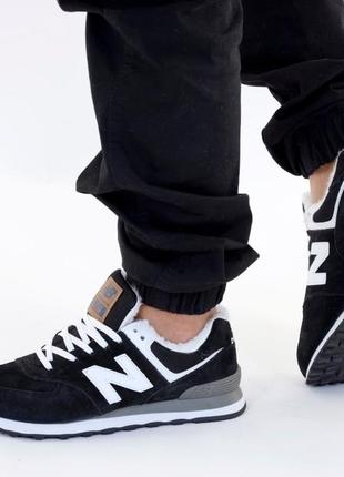 Зимові кросівки new balance 574 black white winter4 фото