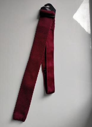 Новий бордовий галстук краватка cedar wood state квадратний в'язаний