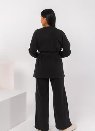 Костюм кардіган кашемір з брюками палаццо чорний2 фото