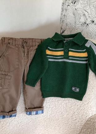 Вязаный пуловер zara и брюки baby club, р.80