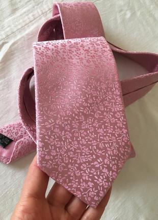 Шовкова краватка, рожева краватка в квітах1 фото