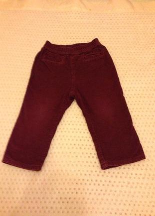 Вельветовые, утепленные штаны h&m 9-12мес.