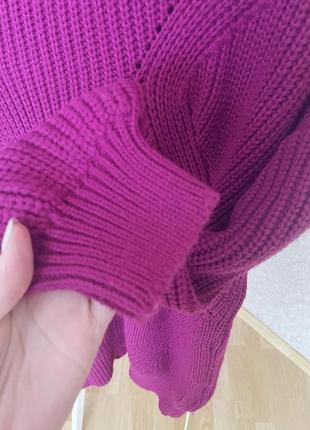 Малиновый свитер, необычная горловина + рукава воланы, цвет 😍2 фото
