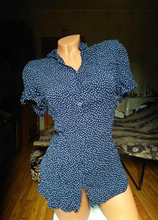 Красивая,стильная,легкая фирменная футболка,блуза кроп топ.майка рубашка в горошек2 фото