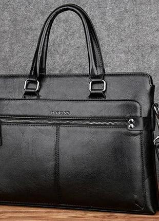 Мужская сумка для ноутбука эко кожа, мужской деловой портфель под ноутбук планшет лаптоп, макбук сумка-папка черный2 фото