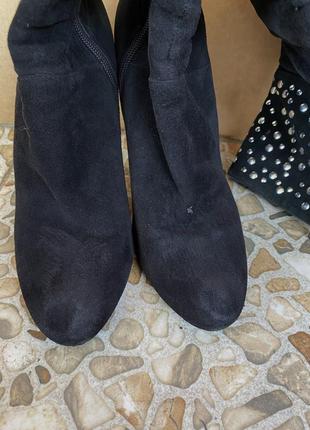 Замшеві чобітки kadandier, чобітки на шпильці, натуральні чобітки на каблуку, замшевые сапоги на шпильке9 фото