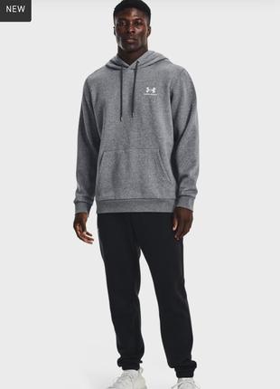 Under armour мужское серое худи ua essential fleece hoodie2 фото