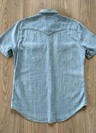 Мужская джинсовая рубашка с коротким рукавом levis3 фото