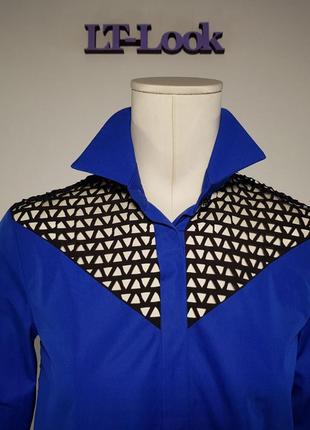 Блузка "yangol" коттоновая синяя с черным (украина)4 фото