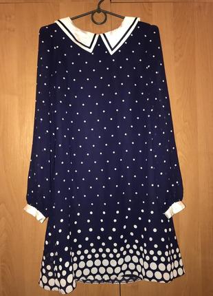 Платье платье платье платье шифон горох с рукавом осень весна be beau 2