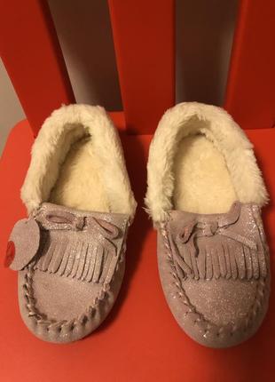 Мокасины теплые замшевые для девочки