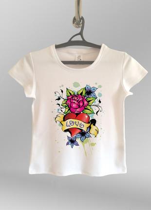Жіноча футболка з принтом love роза серце