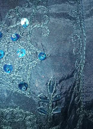 Туника из вискозы с пайетками вышивкой бисером в этно бохо стиле блуза6 фото