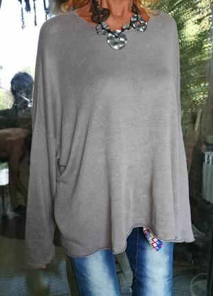 Люкс дизайнерский льняной джемпер оверсайз лен вязаный лонгслив кофта в бохо стиле трикотаж трикотажный туника футболка3 фото