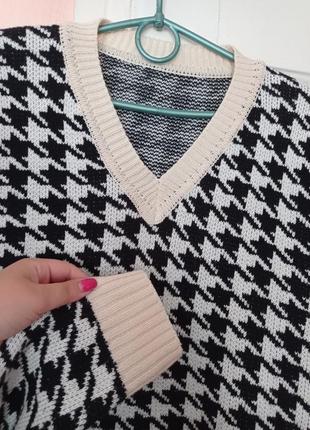 Стильный теплый свитер кофта джемпер  гусиная лапка2 фото