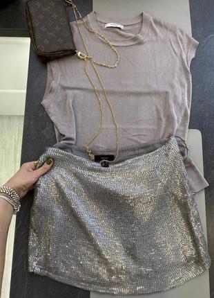 Шикарная юбка шёлк вискоза хлопок с палетками mango2 фото