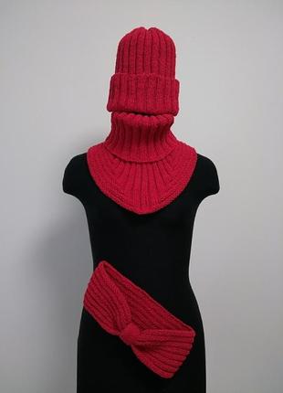 Комплект шапка манишка-снуд повязка