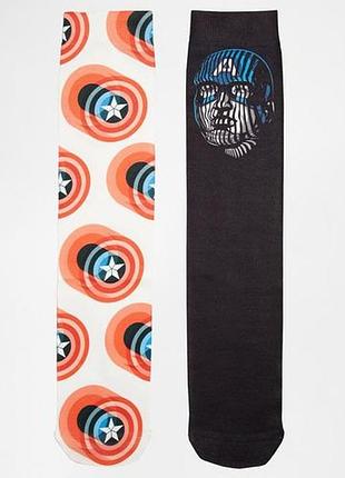 Носки asos 2 pack socks with capitan america print