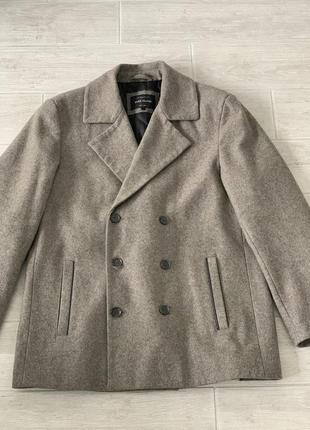 Мужское пальто бушлат шерсть коричневое river island 50 52 l xl