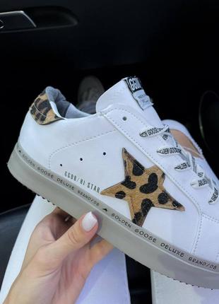 Женские кеды кроссовки golden goose white leopard4 фото