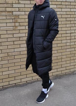 Парка куртка мужская зимняя чёрная удлиненная2 фото