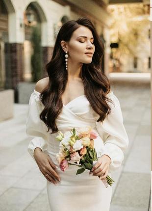 Белое платье короткое на свадьбу роспись загс венчание, белое платье вечернее...