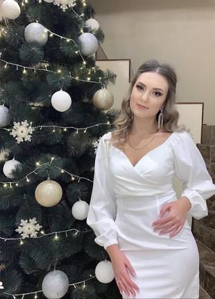 Белое платье короткое на свадьбу роспись загс венчание, белое платье вечернее...