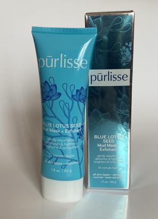 Грязьова маска + ексфоліант purlisse blue lotus seed mud mask + exfoliant, 70 г.  сша