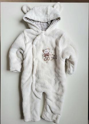 Теплый пушистый деми комбинезон размер 62