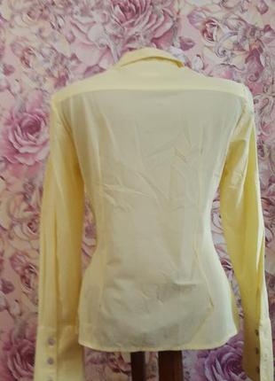Жовто-лимонна стрейчева блуза-сорочка3 фото