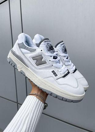 👟стильные кроссовки new balance 550 white grey