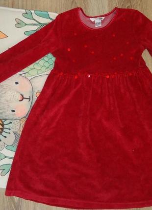 Шикарное  велюровое платье h&m на 4-5 лет