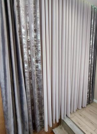 Готовый комплект штор из бархатных штор и крепдышиновой тюли