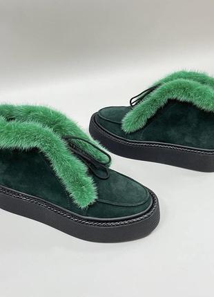 Новинка ! зелені черевики лофери norka 🐀 2 на шнурочках шкіра натуральна замш осінь зима
