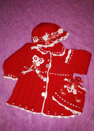 Чудовий в'язаний комплект на дівчинку.🍓❤🍓