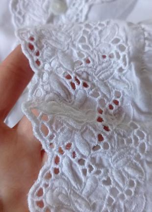 Вінтажна біла блуза сорочка батал великмй розмір кружево об'ємні рукава!3 фото