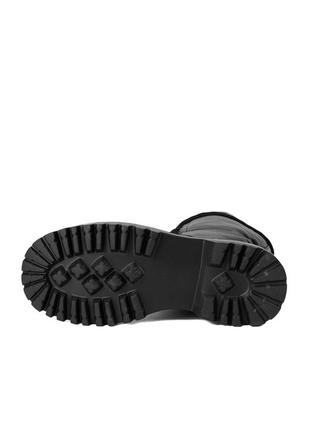 Чёрные демисезонные высокие ботинки на шнуровке на платформе сапоги на завязках осенние весенние7 фото